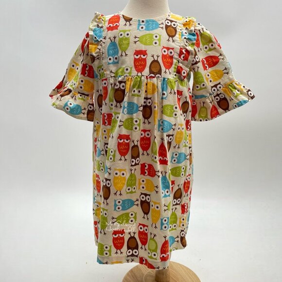 Soutern Sunshine Kids Owls Ruffle Cotton Dress 3T - Picture 2 of 7